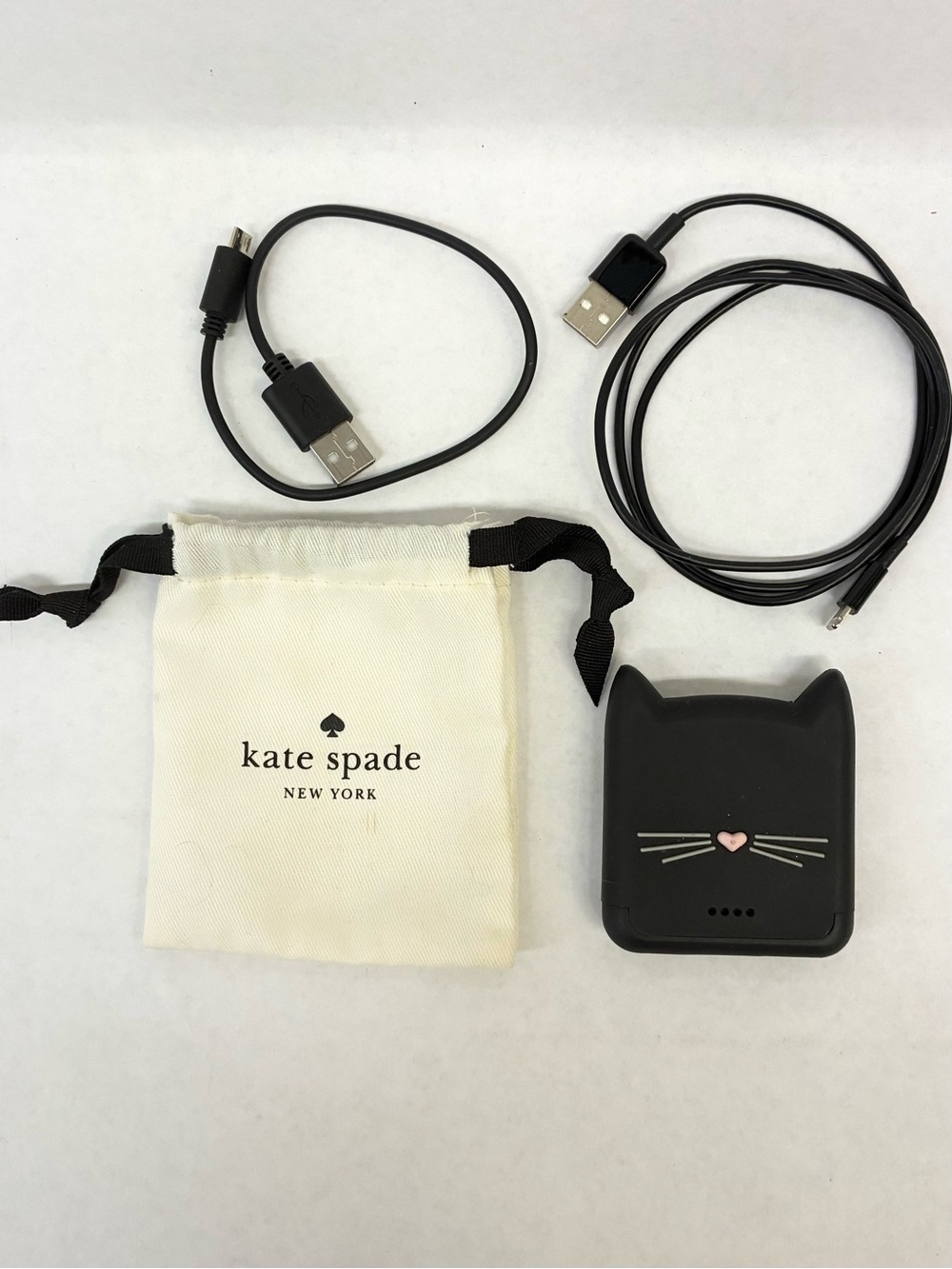 kate spade Black Cat Power Bank with Drawstring Pouch